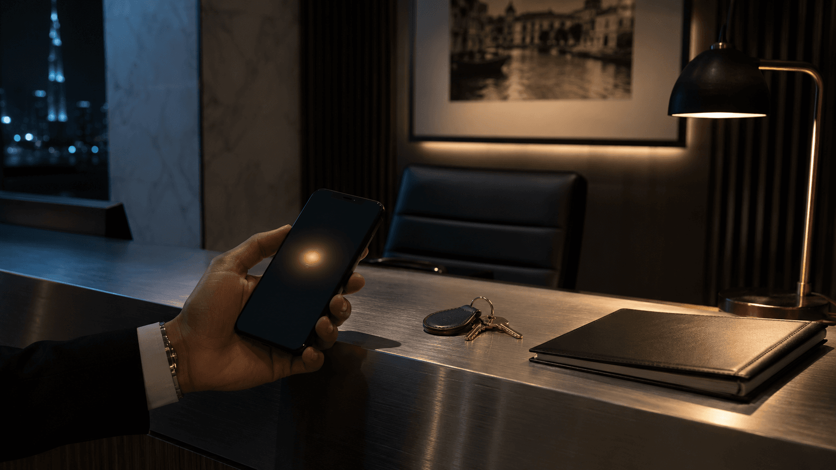 Real-estate concierge scene, AI-generated