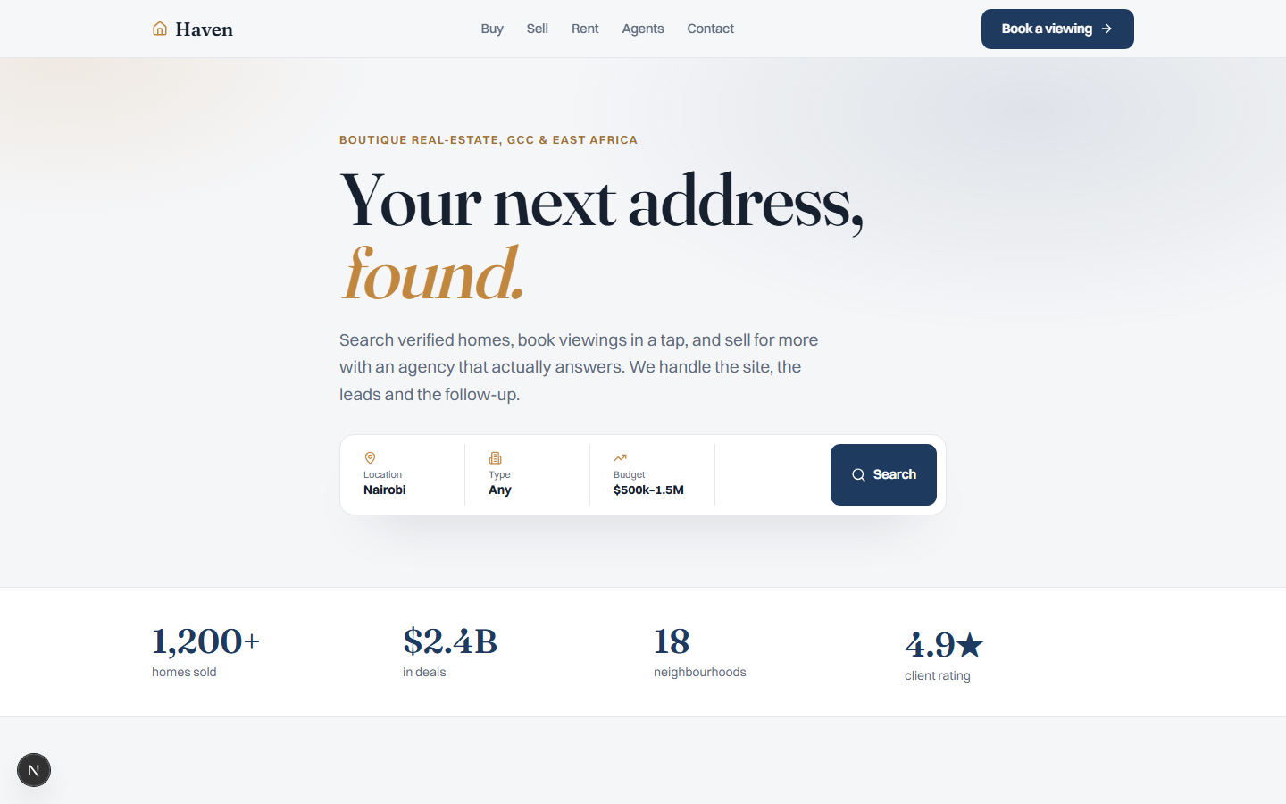 Haven — Real Estate template preview