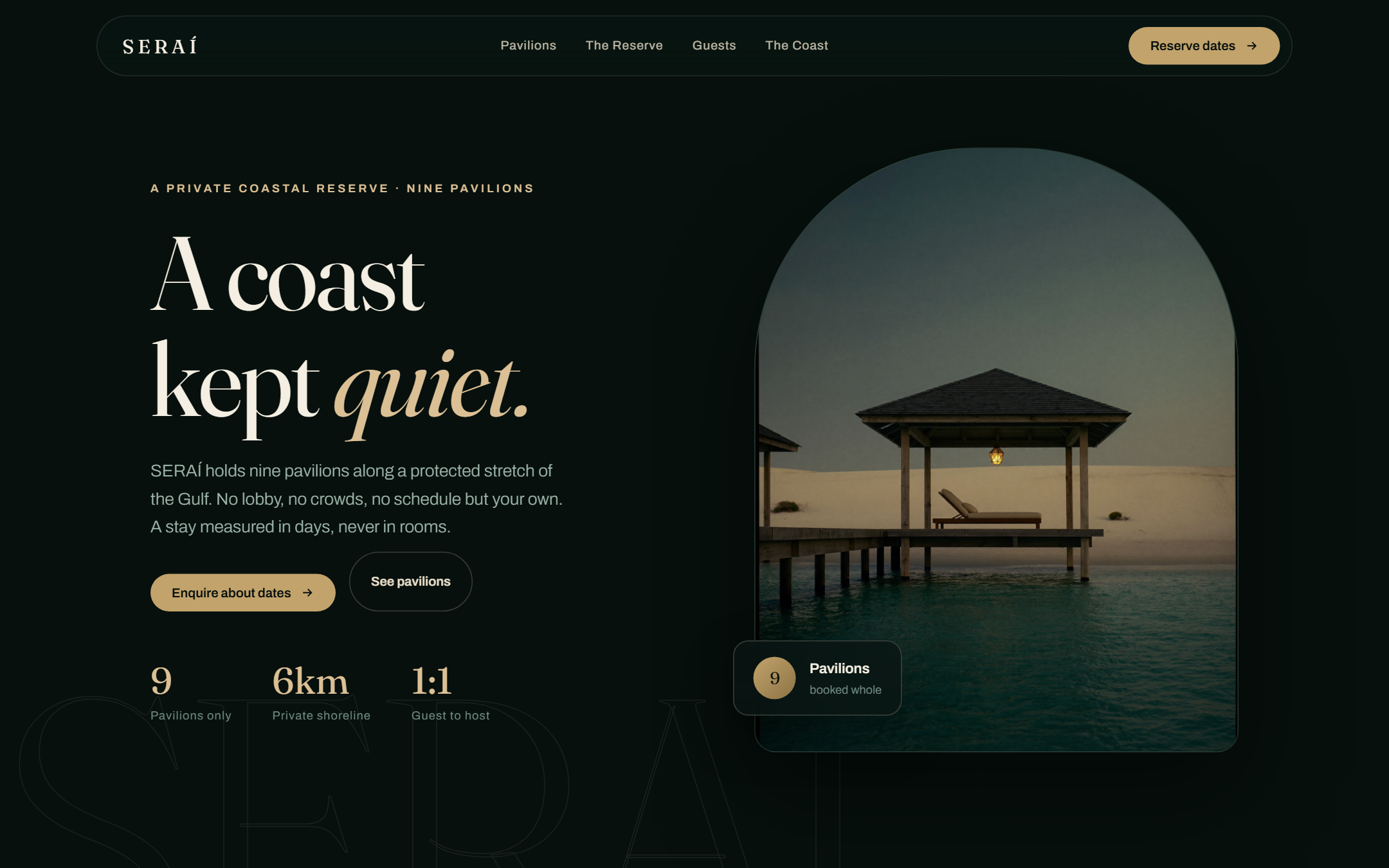 SERAÍ — Coastal Reserve template preview