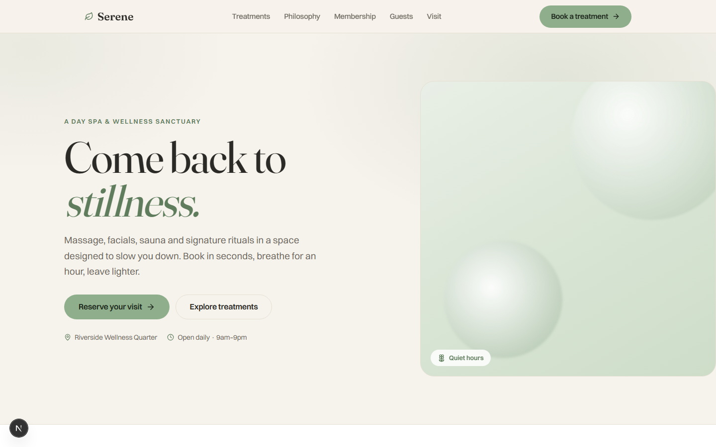 Serene — Spa & Wellness template preview